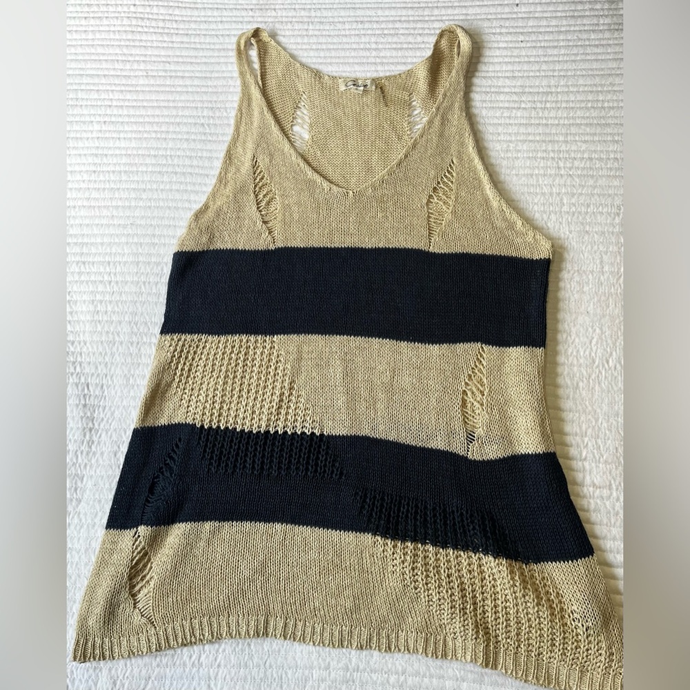 Cecico Beige Knit Sleeveless Top